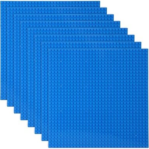 LVHERO Classic Baseplates Building Plates for Building Bricks 100% Compatible with All Major Brands-Baseplate, 10in x 10in, Pack of 8 (Blue)