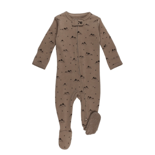 0-3m | Latte Mountain | Organic Zipper Footie