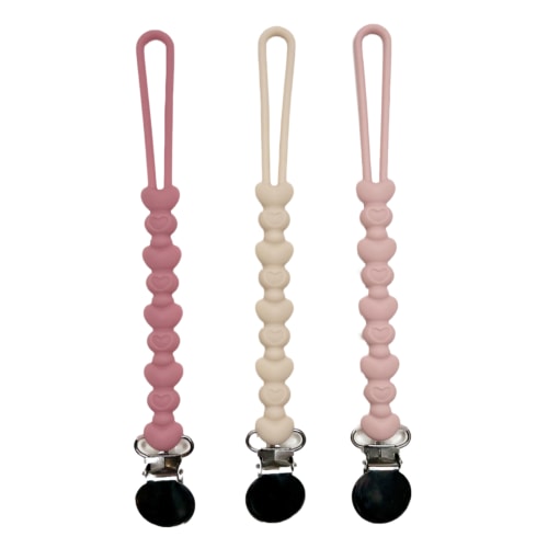 Love You More Pacifier & Teether Clip: Pink