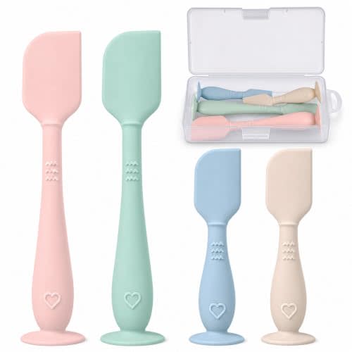 4-Pack Diaper Cream Spatula with Travel Case, Soft Baby Butt Spatula – Silicone Butt Paste Spatula, Convenient Diaper Spatula, Ideal Baby Shower Gift