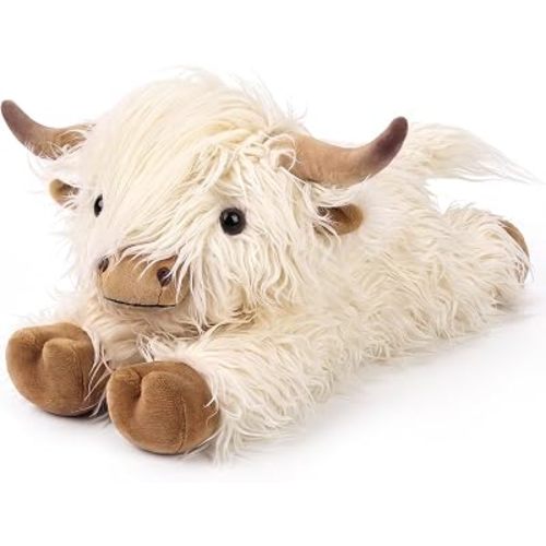 Highland Cow Stuffed Animals, Microwavable Stuffed Animal Adorable Fluffy Highland Cow Plush for Warmth Comfort, Heatable Coolable Lavender Scent Toy, Cute Soft Plushies Gift for Kid Boy Girl & Adult
