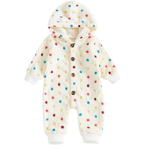 Unisex Baby Fleece Jumpsuit Newborn Hooded Snowsuit