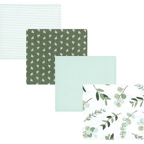 Hudson Baby Unisex Baby Cotton Poly Flannel Receiving Blankets, Eucalyptus, One Size