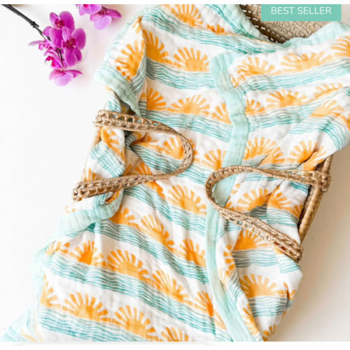 Sun + Wave 6-Layer Bamboo Blanket | Ocean Nursery Decor – Coca + B.