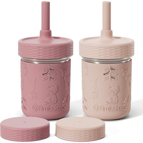 Fimibuke Toddler Cups Spill Proof, 8 OZ Stainless Steel Sippy Cups for Kids