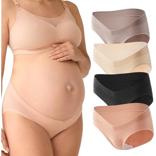 Momcozy Maternity Underwear Seamless, Pregnancy Postpartum Panties Under Bump Maternity Underwear Cotton