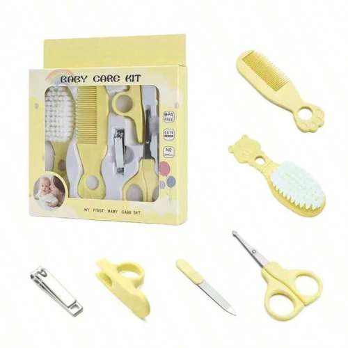 6PCS/Set Baby Cleaning Kits With Cartoon Handles In Blue, Pink, Yellow, Grey And White, Including Mail And Hair Care Products Such As Beauty Brushes, Combs And Nail Clippers, Are Designed For Home Use | SHEIN USA