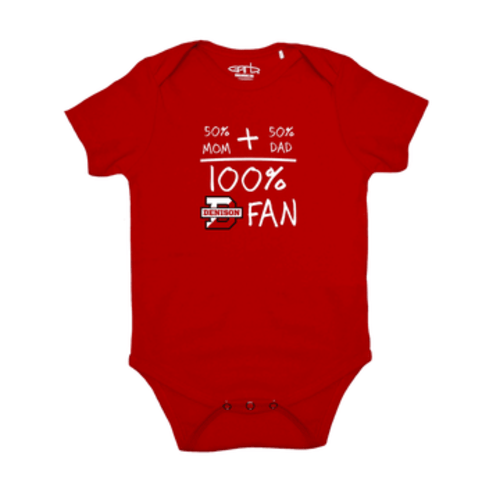 Denison Baby Onesie 100% Denison Fan Red
