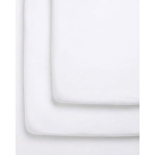 Pack and Play Sheets Fitted - 2 Pack Mini Crib Sheets for Pack N Play Mattress - Unisex Playard Microfiber Bedding for Boys & Girls - Soft, Breathable & Wrinkle Free - Oeko-Tex, 38 x 26in - White Duo
