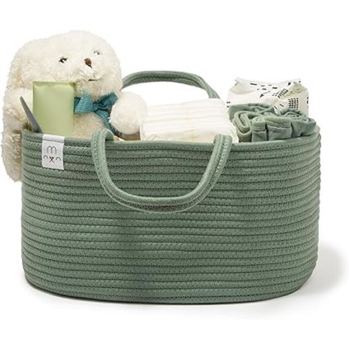 Natemia Diaper Caddy Organizer - Large, Lily Pad - Portable Rope Handles For Car Organizer - Three Compartments for Storage - Versatile Gift Bag For Baby Shower & Registry