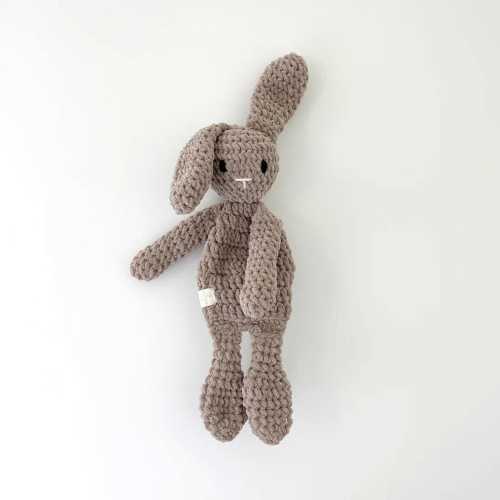 Handmade Brown Crochet Bunny: Soft Amigurumi Stuffed Animal Toy for Baby, Nursery Decor