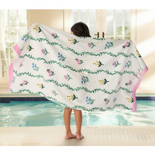 Floral Stripe Kid Beach Towel UPF 50+
