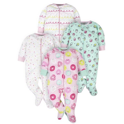 Onesies® Brand Newborn Baby Girl Sleep 'N Play Footed Pajamas, 4-Pack