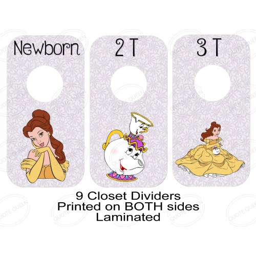 Beauty And The Beast Closet Dividers, Disney Belle, Princess, Baby Nursery, Baby Closet, Baby Shower Gift,6.75x3.5in.,DIsney Princess, Beast