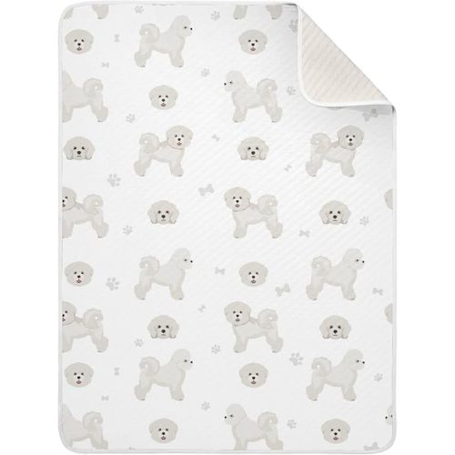 Bichon Frise Dog Swaddle Blanket for Infants, Lightweight Soft Swaddling Blanket for Crib, Stroller, 30x40 in