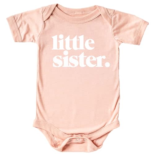Olive Loves Apple Little Sister Bodysuit for Baby Girls Sibling Outfit