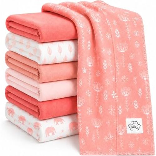 Baby Burp Cloths for Boys and Girls - 7 Pack Large 100% Cotton - Double Layered Extra Absorbent Burp Rags, (Pink, 7 Pack)