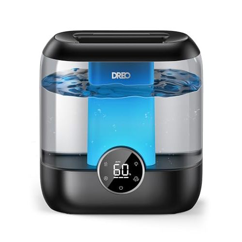 DREO 6L Top Fill Humidifiers for Bedroom, 60H Runtime 28 dB Quiet Supersized Cool Mist Air Humidifiers for Large Room, Baby Nursery, Plant, Indoor, Night Light, Easy to Clean, Precise Humidity Control