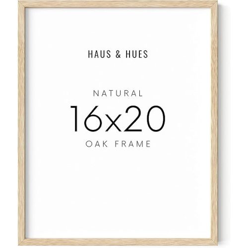 HAUS AND HUES Beige Oak Wood 16x20 Picture Frame - Modern Wood Wall Art Display - Lightweight 16x20 Frame for Art Prints, Photos, Posters - Ready-to-Hang Vertically & Horizontally