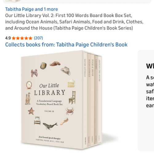 Our Little Library Vol. 2: First 100 Words Board Book Box Set, including Ocean Animals, Safari Animals, Food and Drink, Clothes, and Around the House (Tabitha Paige Children's Book Series)