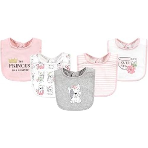 Hudson Baby Unisex Baby Cotton Bibs, Girl Whimsical Dog, One Size