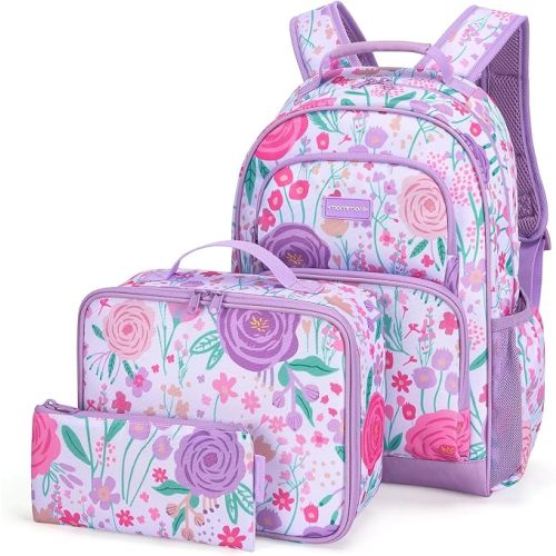 mommore Kids Backpack Set Kindergarten School Bookbag for Boys Girls 4-8 | Preschool Elementary Backpack, 3 PCS with Lunch Box & Pencil Case, 15L Fits Folders, Lightweight Travel Daypack