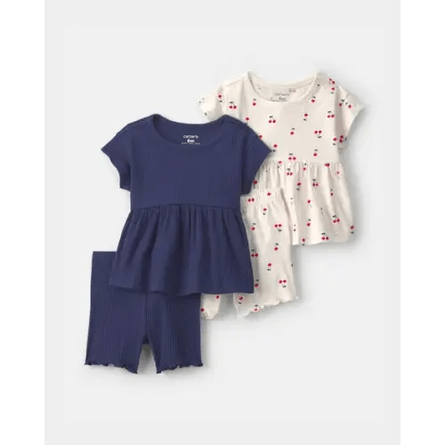 Baby Girl 4-Piece Cherry Top & Short Set - Navy Blue/Ivory | Carter's