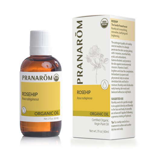 Pranarom Usda Certified Organic Rosehip Virgin Plant Oil 2 fl oz - Cold-Pressed Face & Body Oil for Skin Care