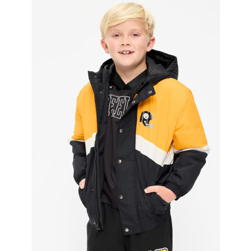 Pittsburgh Steelers Oversized Crinkled Hooded Jacket for Boys