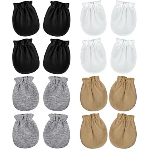 phnydreg 8 Packs Newborn Baby Mittens Infant Scratch Gloves Elastic Wrist Gloves for 0 to 6 Months Girls Boys Baby Shower Gifts