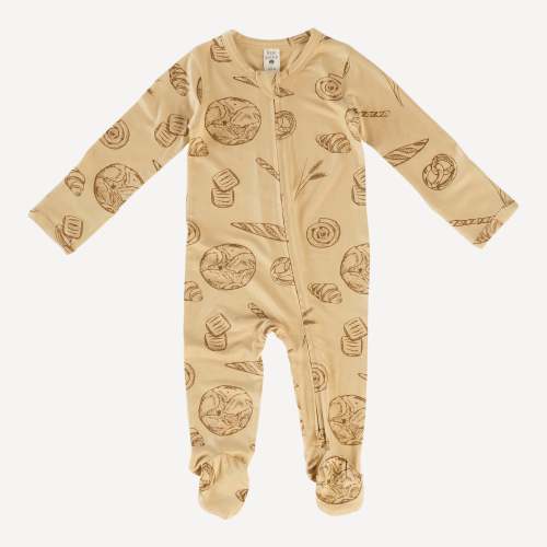 long sleeve two way zipper footie | bread | bamboo – kate quinn