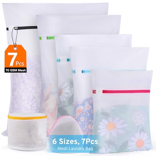 Ultimate 7 Pack 6 Size Mesh Laundry Bags Set for Delicates with AUTO-Lock Zipper, Lingerie Bags for Washing Delicates, Laundry Bags Mesh Wash Bags, Delicates Laundry Bag for Jeans,Blouse,Stocking,Bra