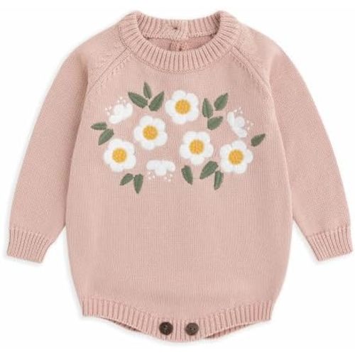 Simplee kids Baby Girls Kint Romper Fall Long Sleeve Rompers Newborn Baby Overall Jumpsuit Outfits