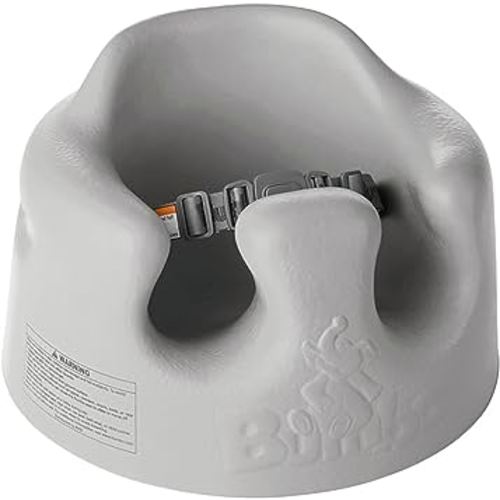 Bumbo Baby Floor Seat – Portable Infant Booster Chair for Sitting Support, Activity and Feeding, 15" x 15" x 9.3", Cool Gray