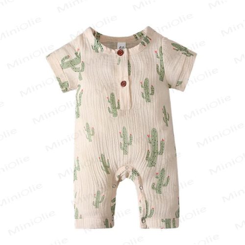 Baby Muslin Cactus/Rainbow Print Romper