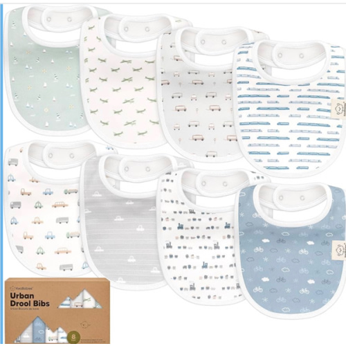 8-Pack Organic Baby Bibs for Boys, Girls - Soft Cotton Drooling and Teething Bibs for Baby Girl & Boy, Extra Absorbent, Easy to Clean & Put On for Toddler, Newborn, Infant 0-24 Months (Vessels)