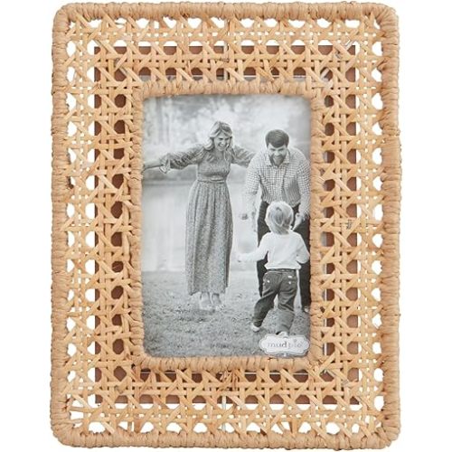 Mud Pie Small Woven Cane Frame; 9" X 7"