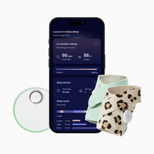 Owlet Dream Sock Smart Wearable Baby Monitor with Accessory - Wild Child + Mint