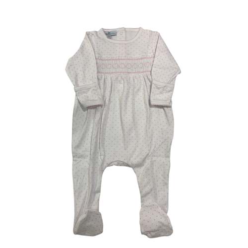 Mini dots pink smocked footie