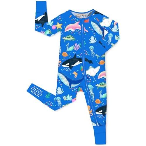 babee Reshinee Bamboo Viscose Baby Convertible Footie Pajama, Zipper Pajamas for Baby Boys & Girls, Sleep & Play Footed