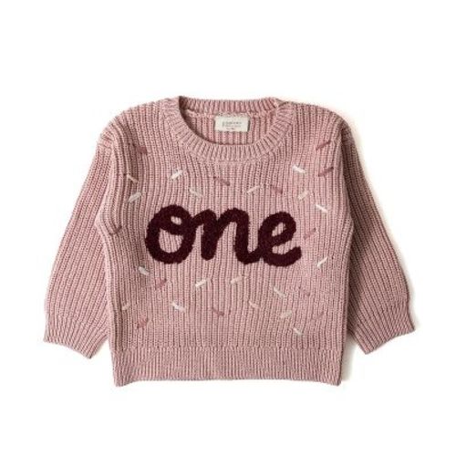 Picolette by Olivia Culpo Baby Girls' first Birthday Long Sleeve Crewneck Pullover Sweater - Pink 12-18M