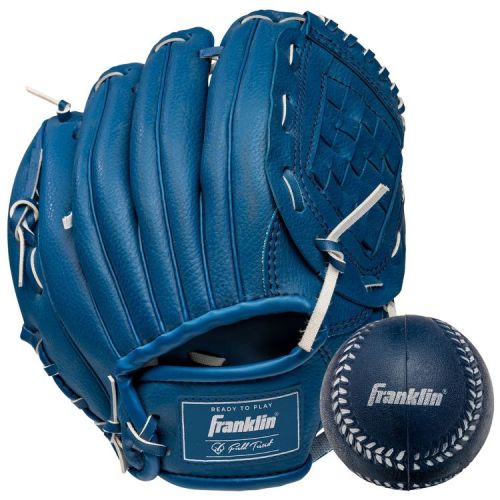 Franklin Sports 9'' Teeball Glove with Ball - Navy: PVC, Right-Handed, All-Purpose