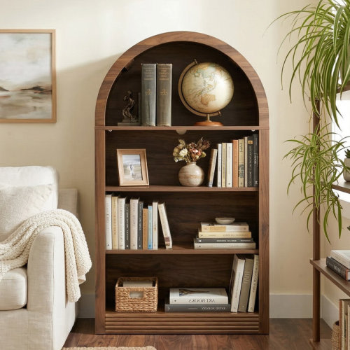 Ebern Designs Mid-century Modern 47.6" Small Bookcase Arched Bookshelf & Reviews | Wayfair
