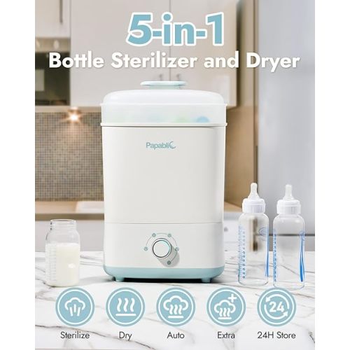 Papablic Baby Bottle Sterilizer and Dryer Pro, Esterilizador De Biberones, Electric Steam Sterilizer for Baby Bottles, Pacifiers, and Pump Parts, Large Capacity 10 Bottles