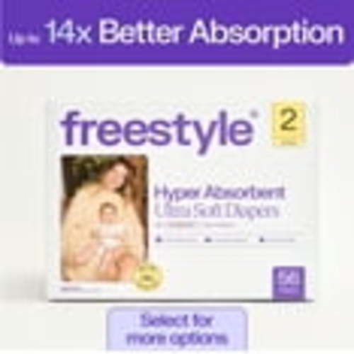 Freestyle Hyper Absorbent Ultra Soft Baby Diapers, Size 2, 56 Count (Select for More)