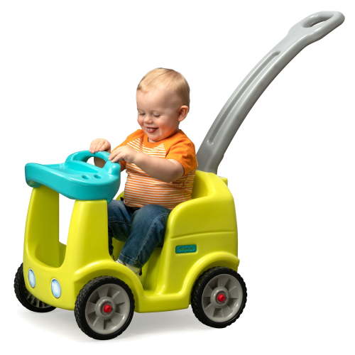 Simplay3 Roll & Stroll Quiet Ride Toddler Push Car, Bright Lemon Green