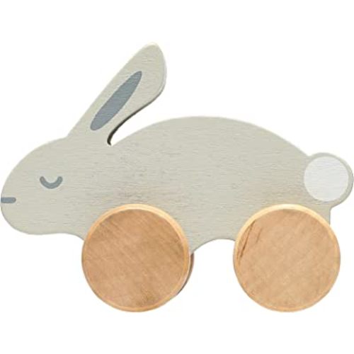 Pearhead Wooden Bunny Push and Pull Montessori Baby and Toddler Toy, Baby Girl or Boy Nursery Accessory