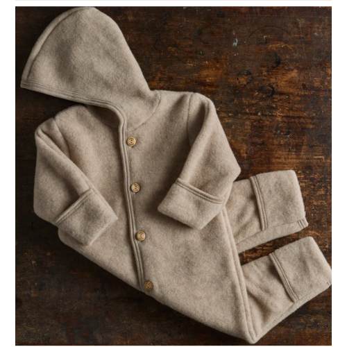 Baby Merino Wool Fleece Suit - Sand