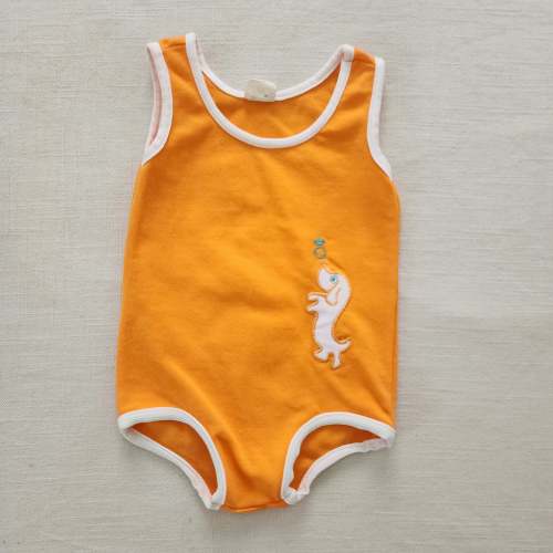 Vintage 60s Dog Applique Swimsuit 12 months