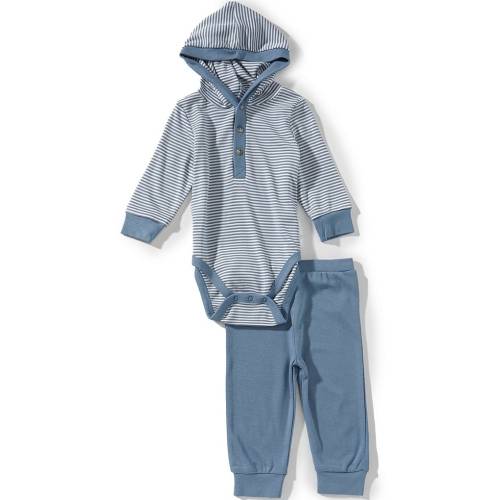 Little Me Baby Boys Long-Sleeve Striped Hooded Bodysuit & Solid Jogger Pant Set